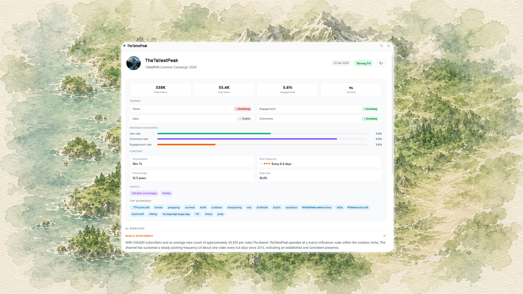 CreatorMap creator content history review — vet YouTube influencers for brand safety and content alignment before committing to a partnership